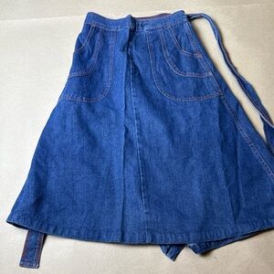 Vintage Denim Wrap Skirt Size Small 100% Cotton 1970s Boho Hippie skirt small